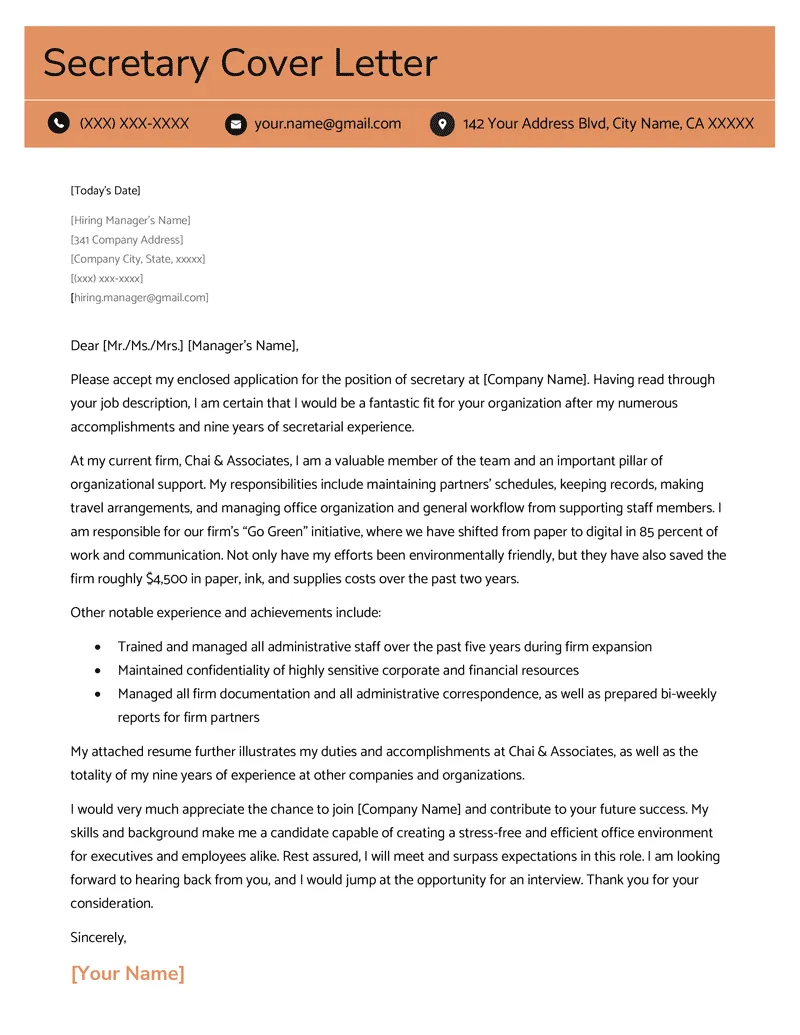42283 secretary resume sample