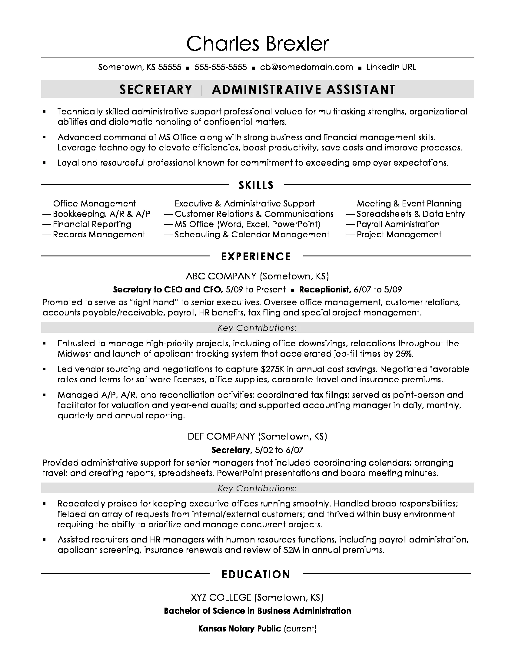 42283 secretary skills