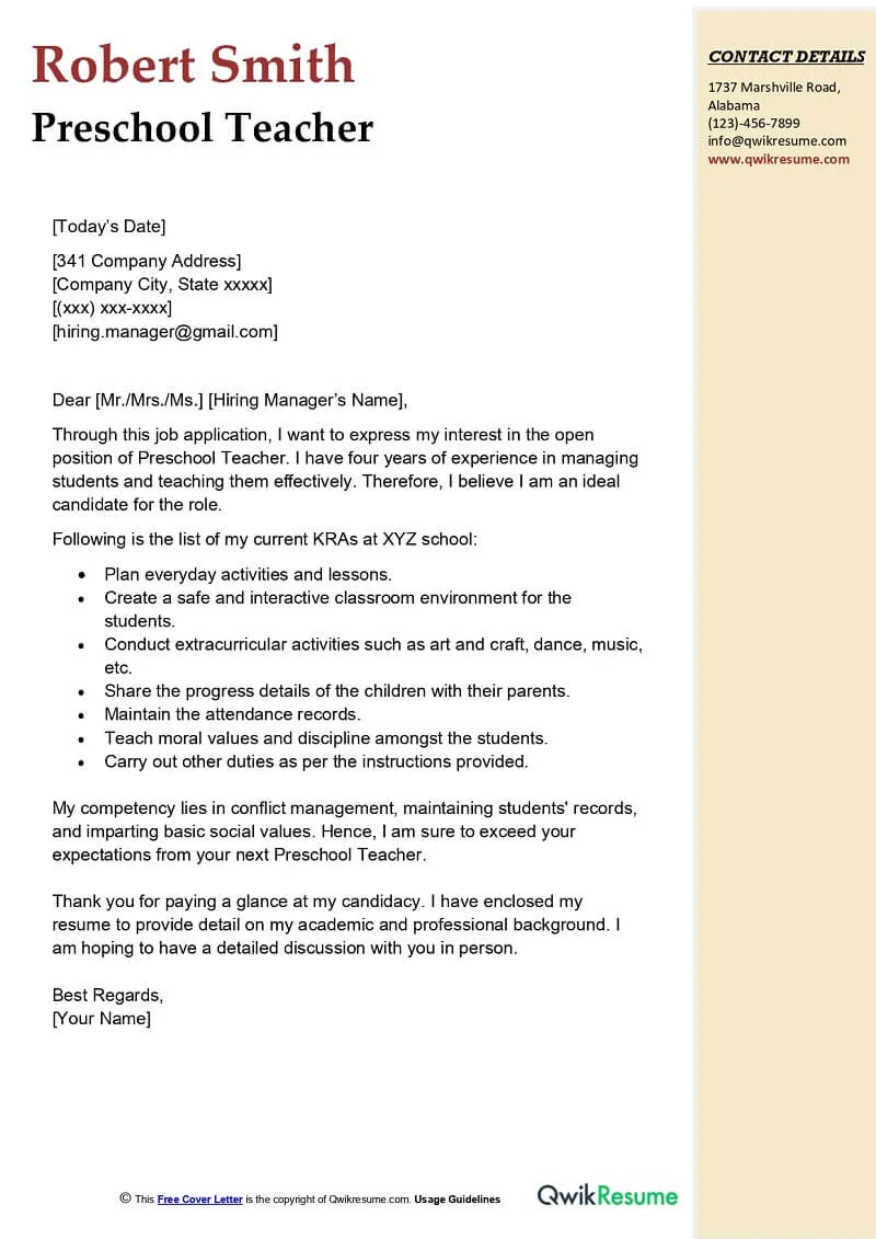 42285 cover letter formatting