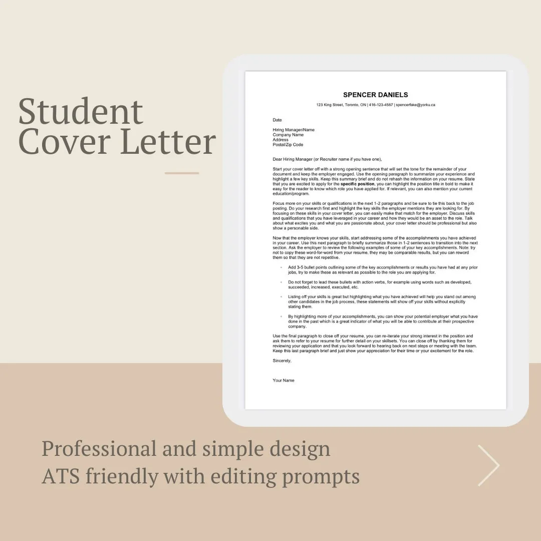 42301 student cover letter skills