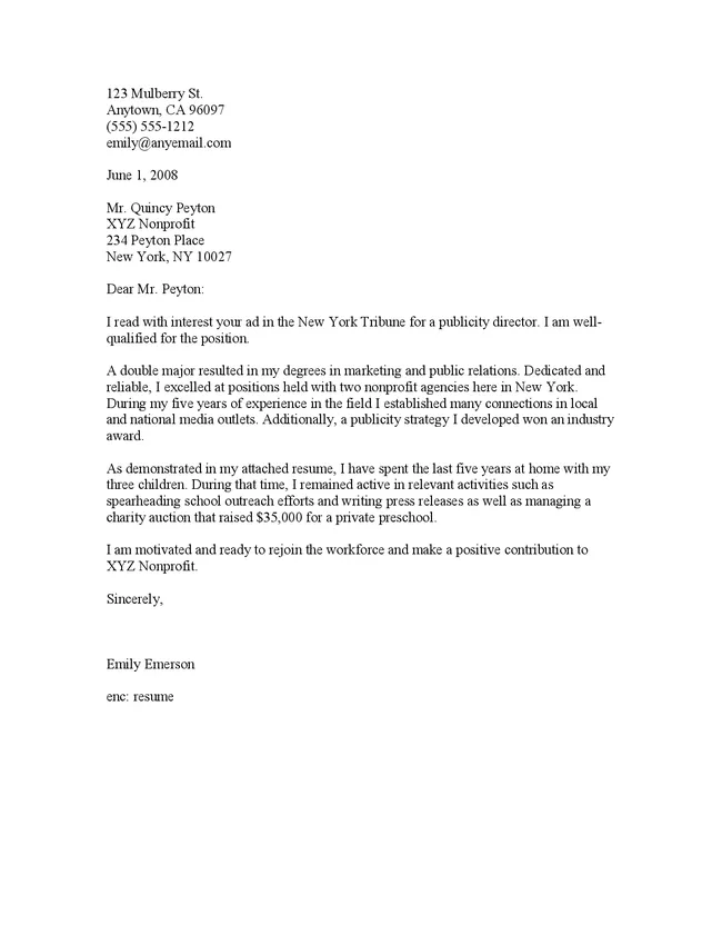 42311 cover letter return to work 6