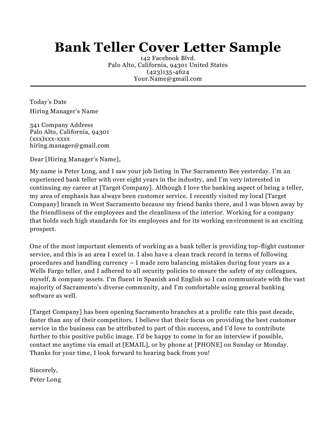 42312 teller cover letter achievements