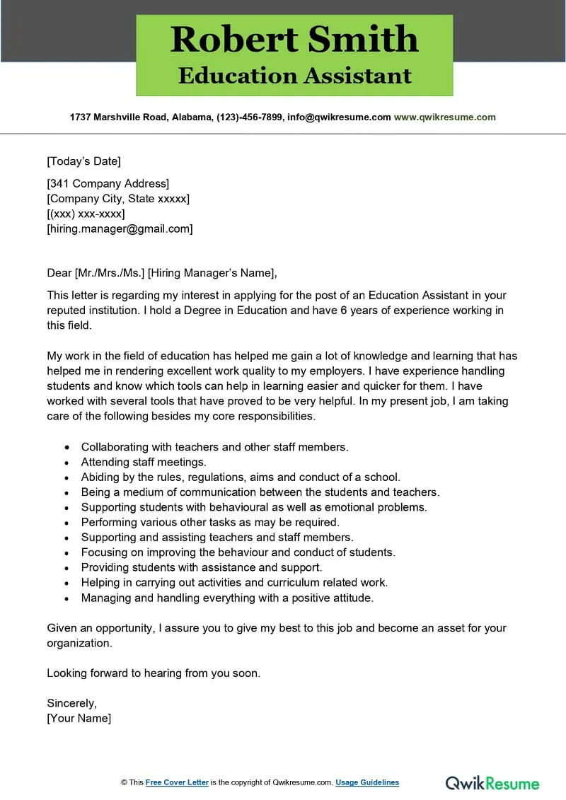 42323 tailoring cover letter education