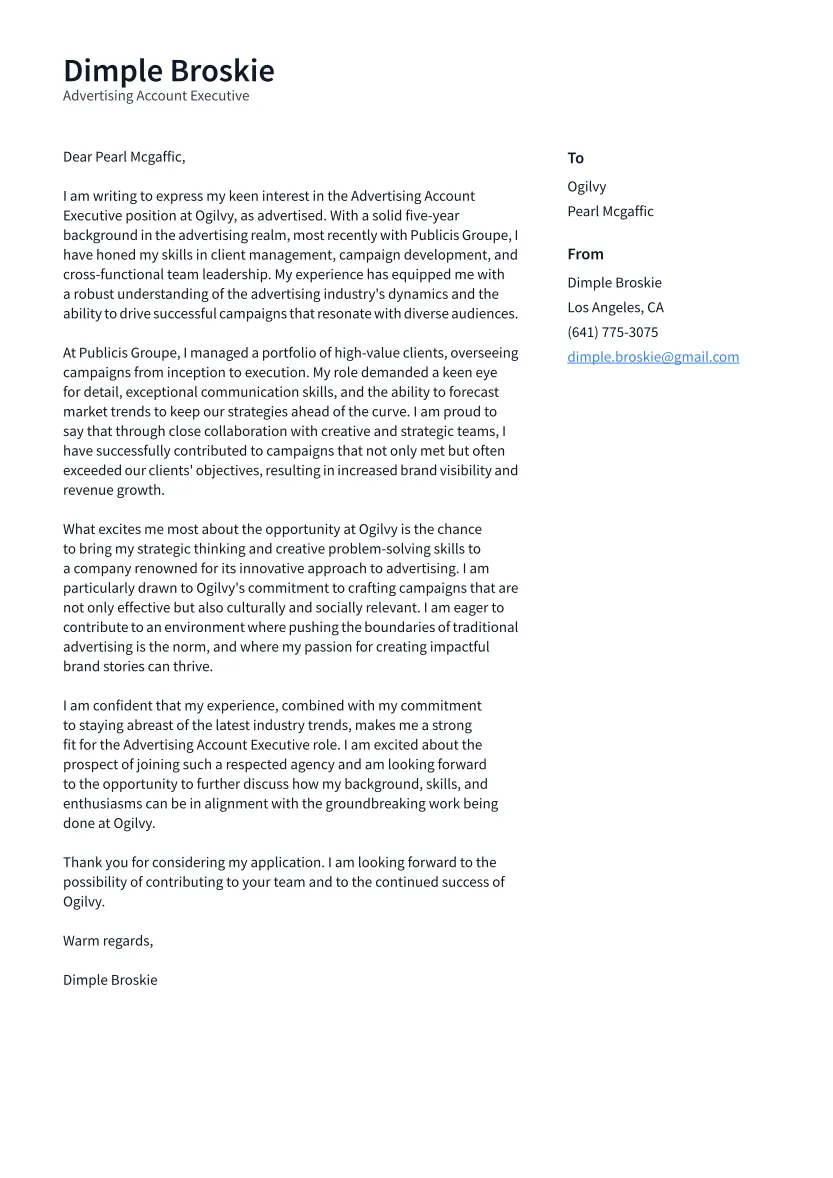 42329 advertising cover letter formatting
