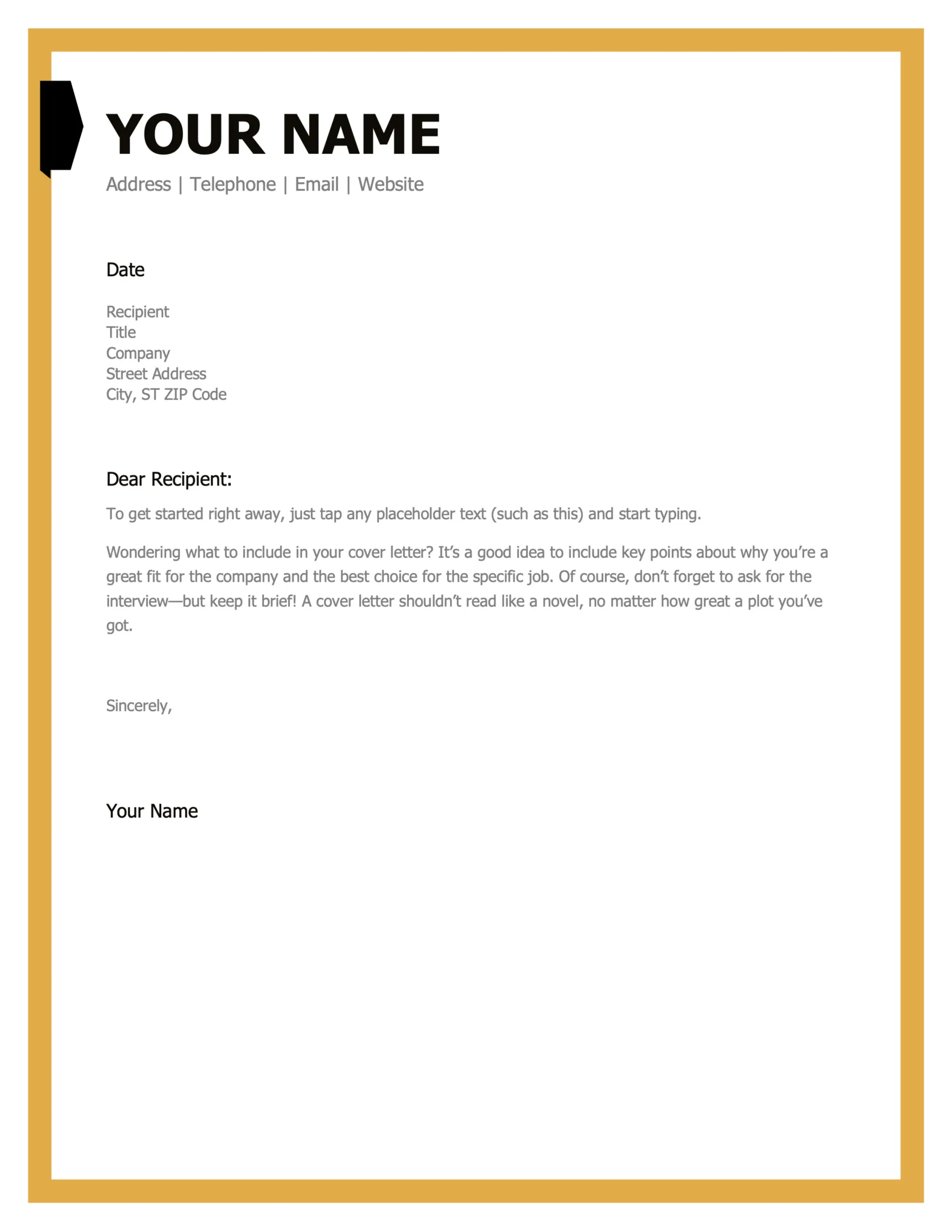 42373 formatting cover letter