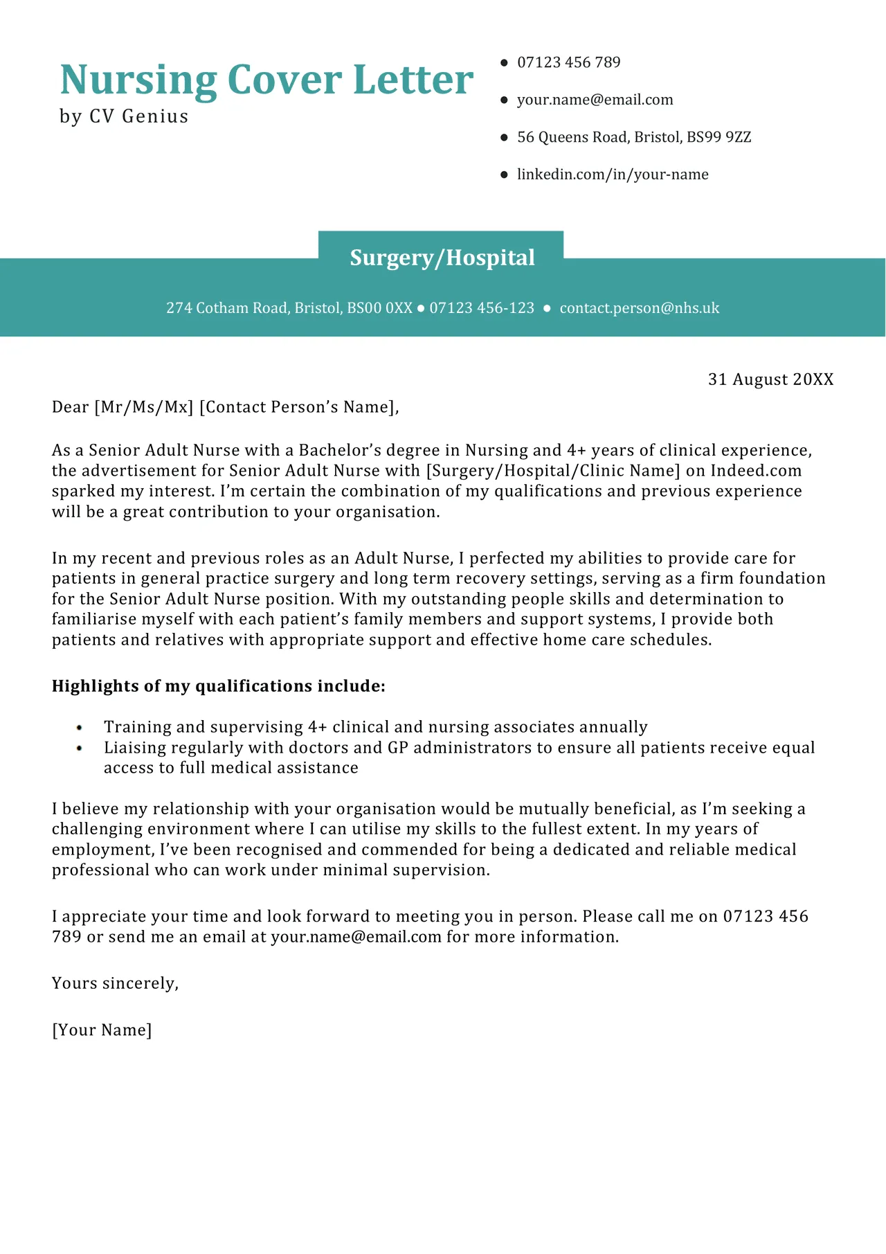 42390 nursing cover letter formatting