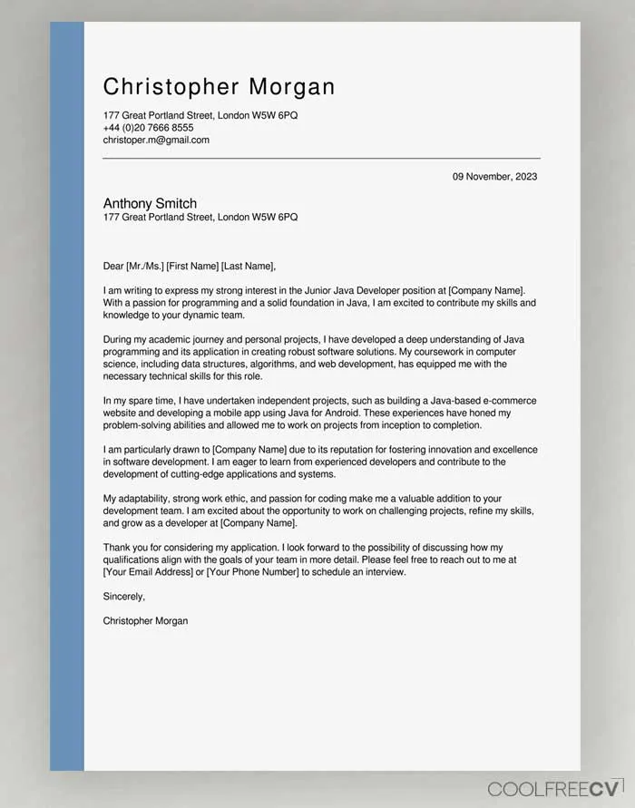 42401 cover letter template formatting