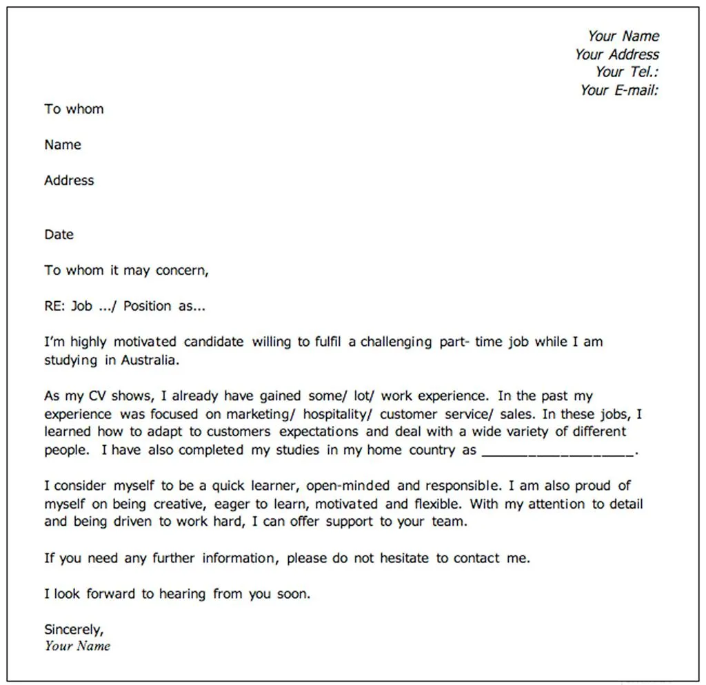 42421 cover letter purpose