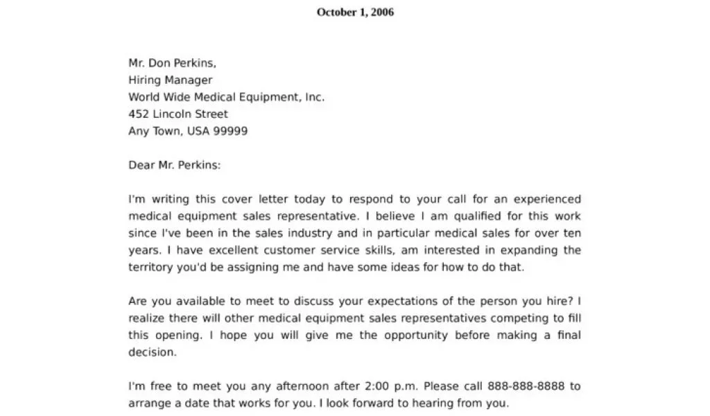 42428 medical sales cover letter achievements