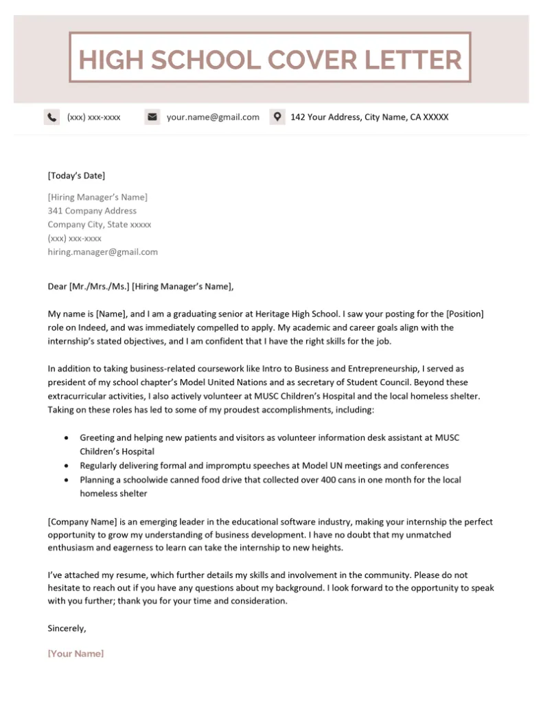 42431 high school cover letter tips