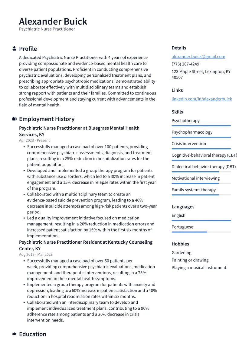 42433 psychiatric nurse practitioner cover letter header