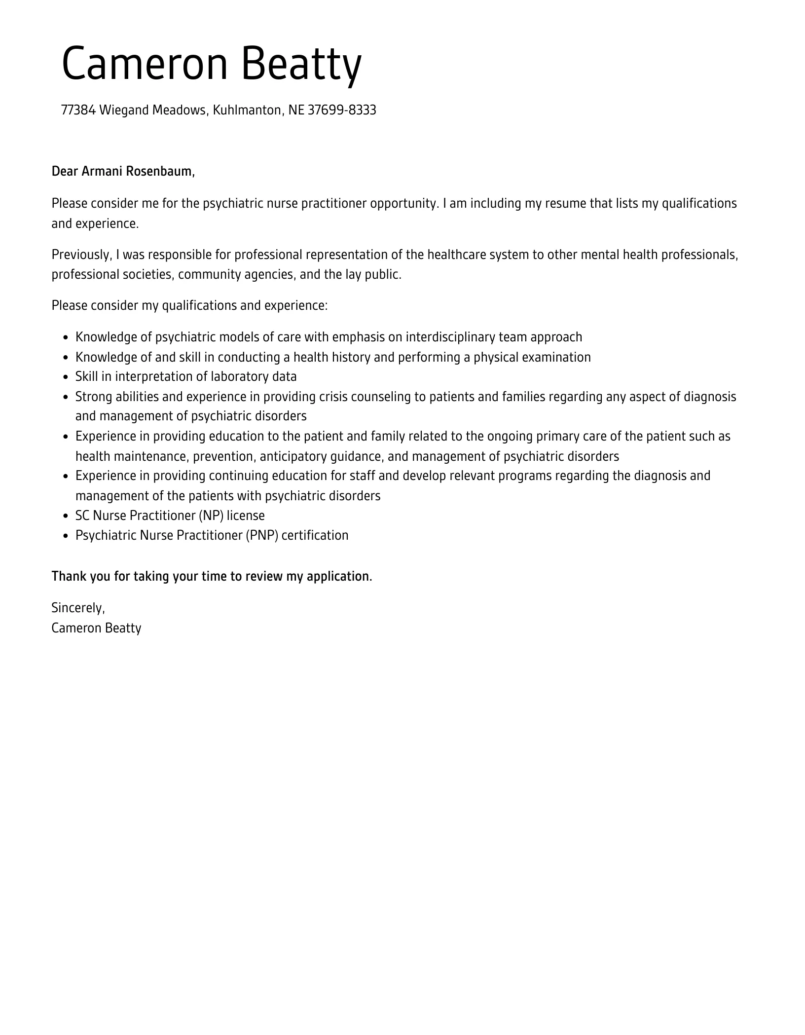 42433 psychiatric nurse practitioner tailoring