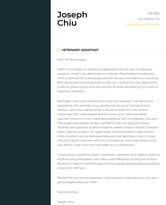 42449 veterinary cover letter formatting