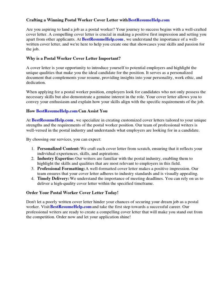 42452 postal clerk cover letter