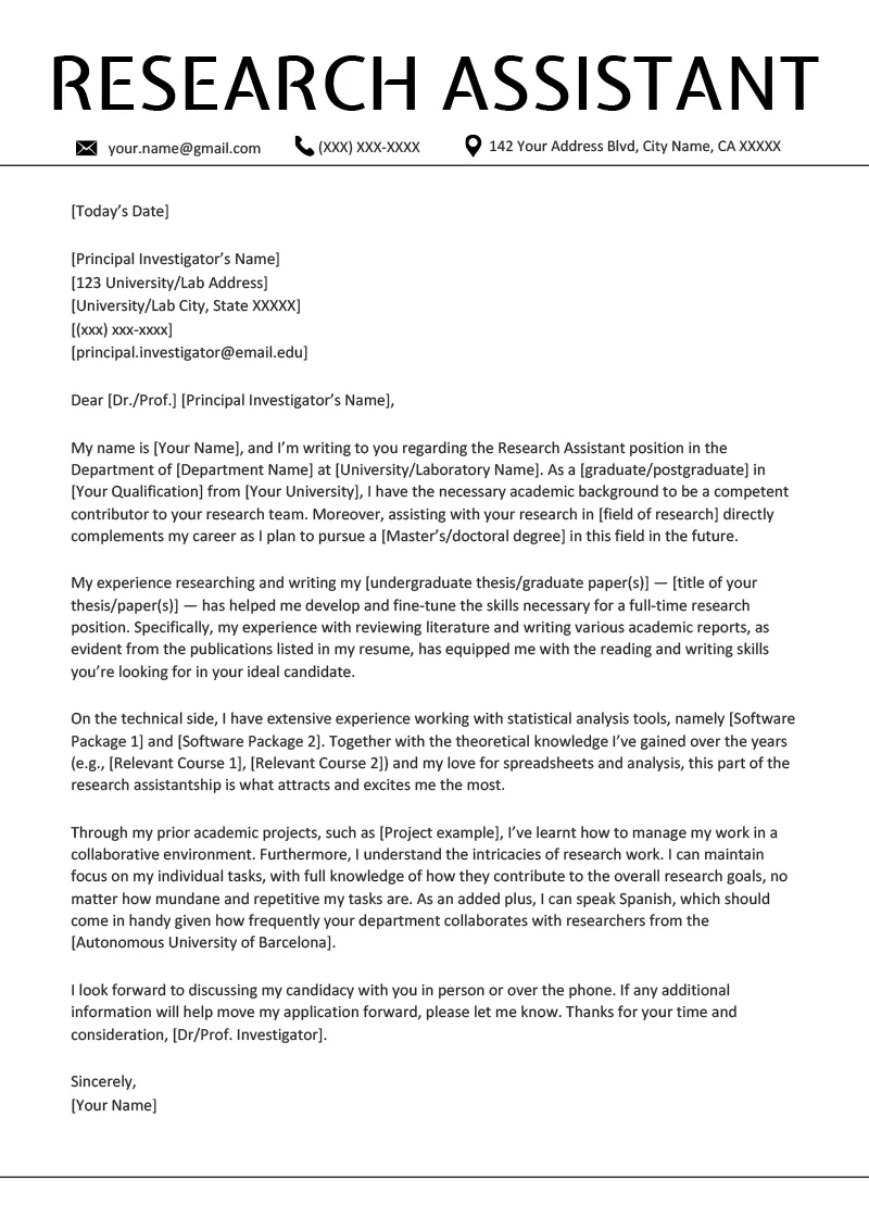 42465 research assistant cover letter header