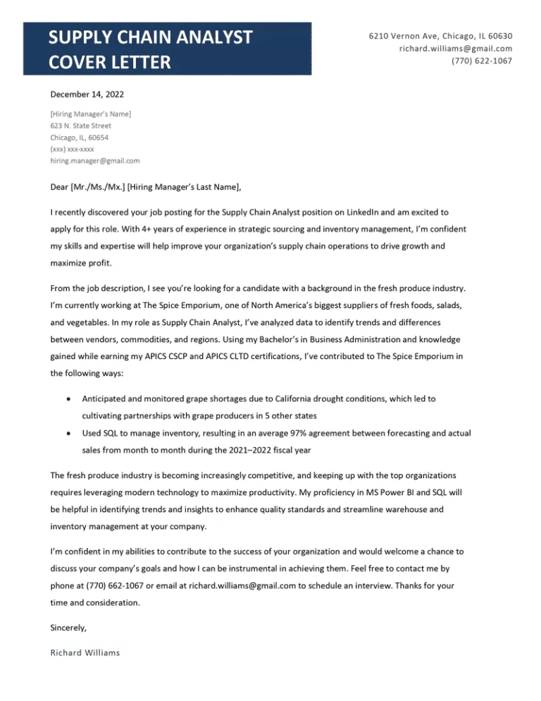 42474 supply chain cover letter quantify