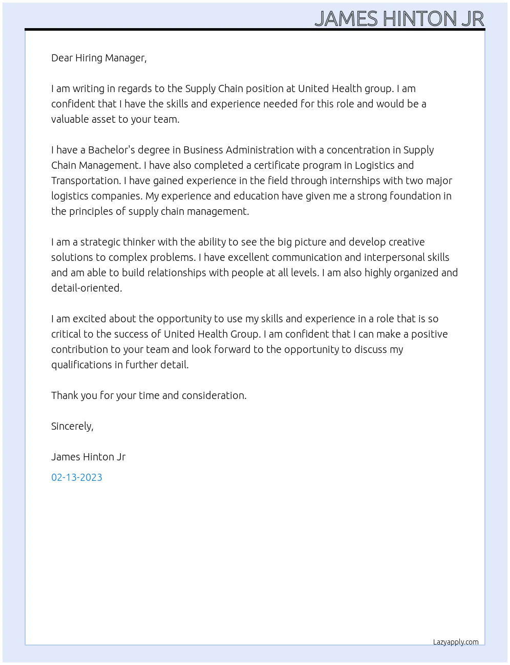 42474 supply chain cover letter skills