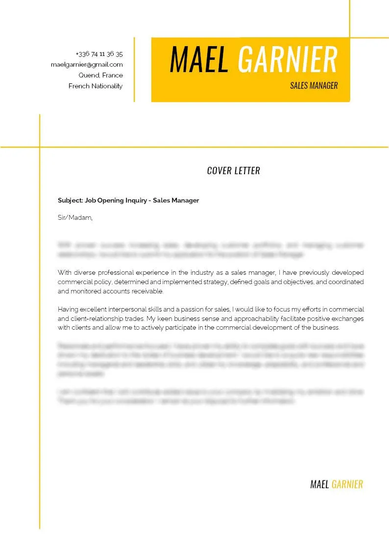 42490 sales manager cover letter customer relationship