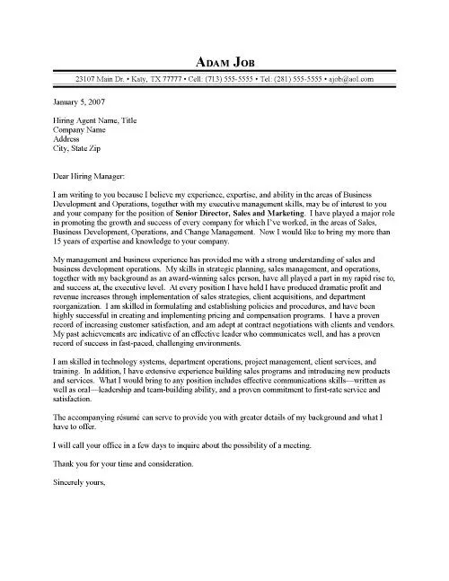 43662 director of sales cover letter header