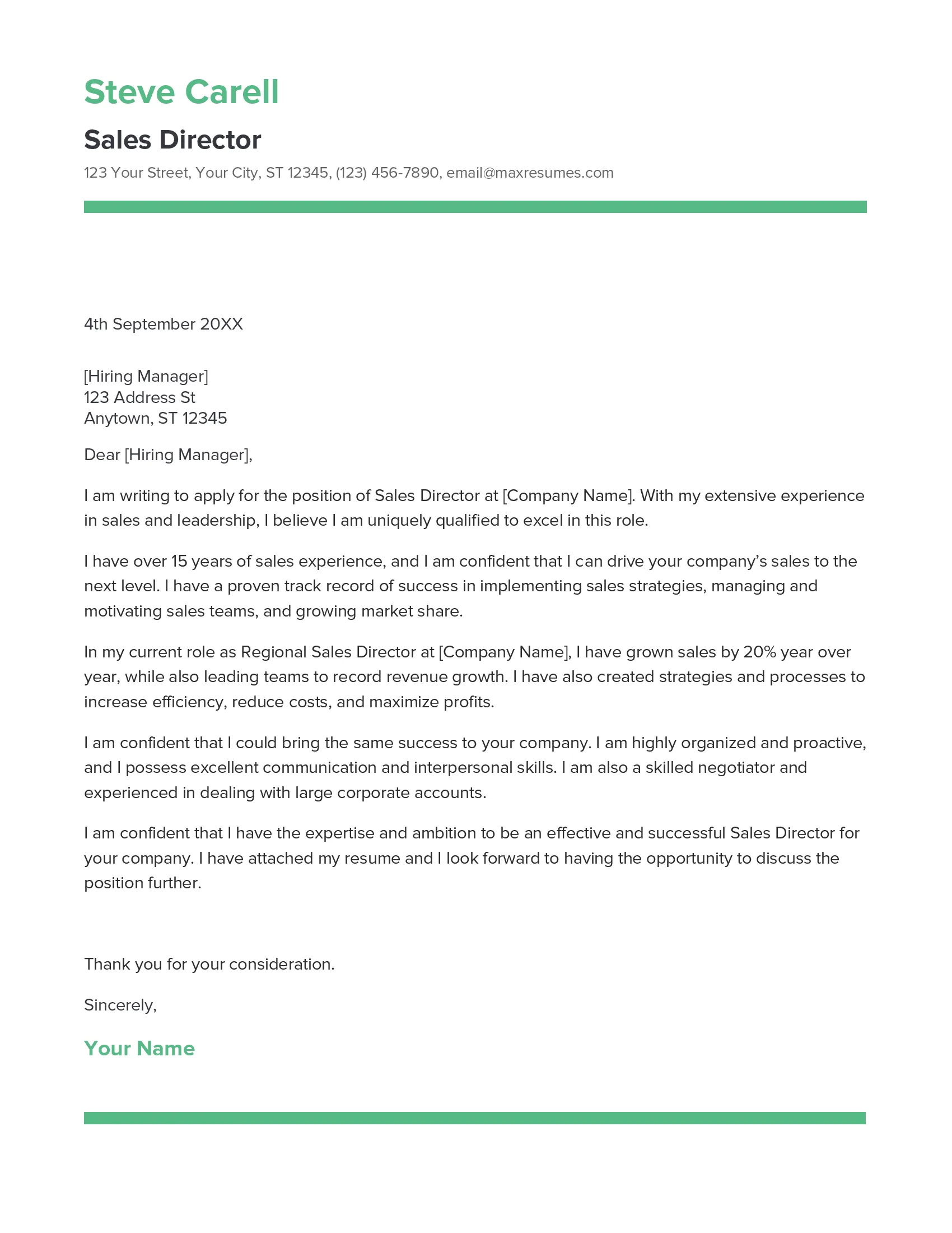 43662 director of sales cover letter quantifiable
