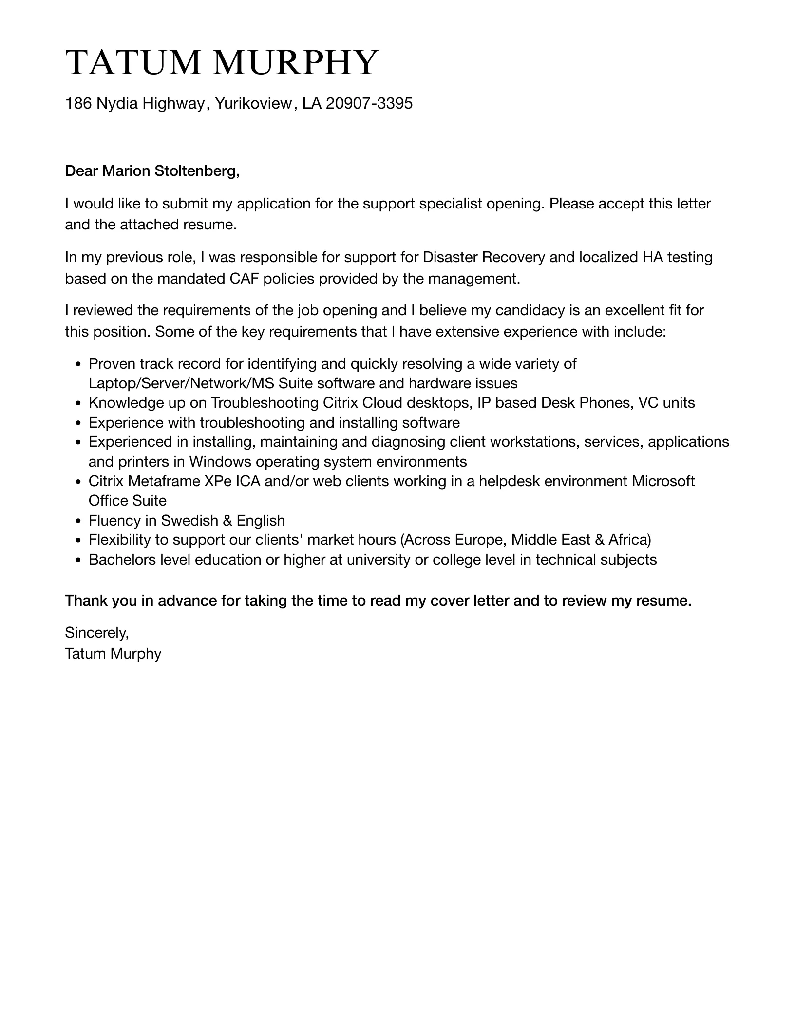 43669 cover letter formatting