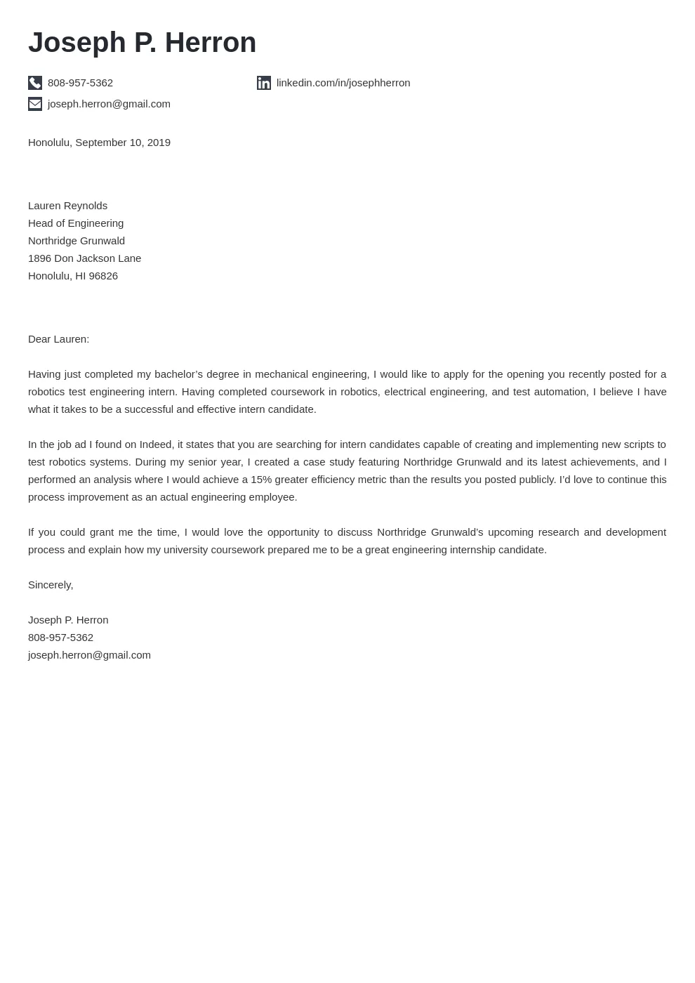 43679 civil engineering cover letter
