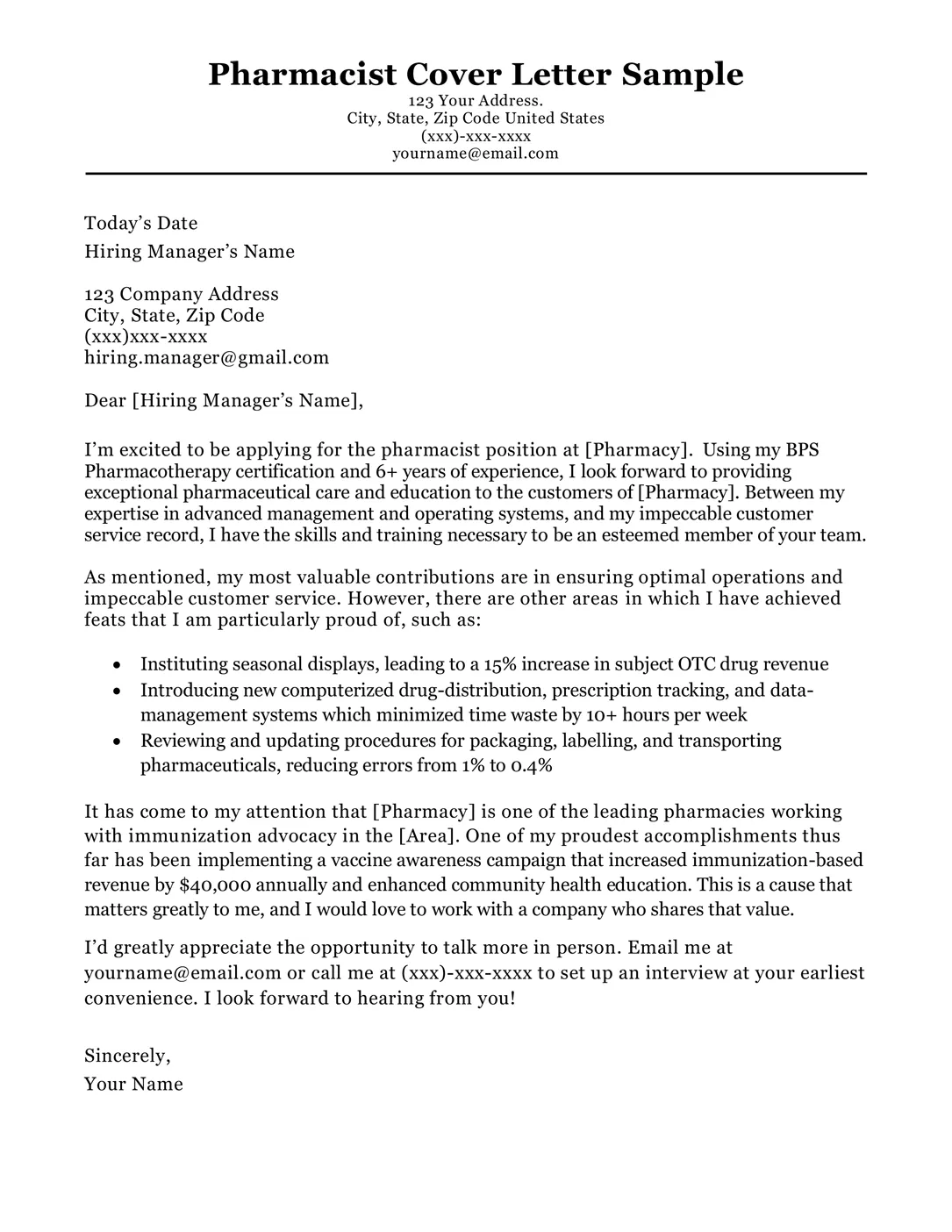 43682 pharmacist cover letter writing