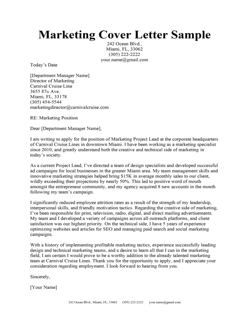 43694 marketing cover letter header