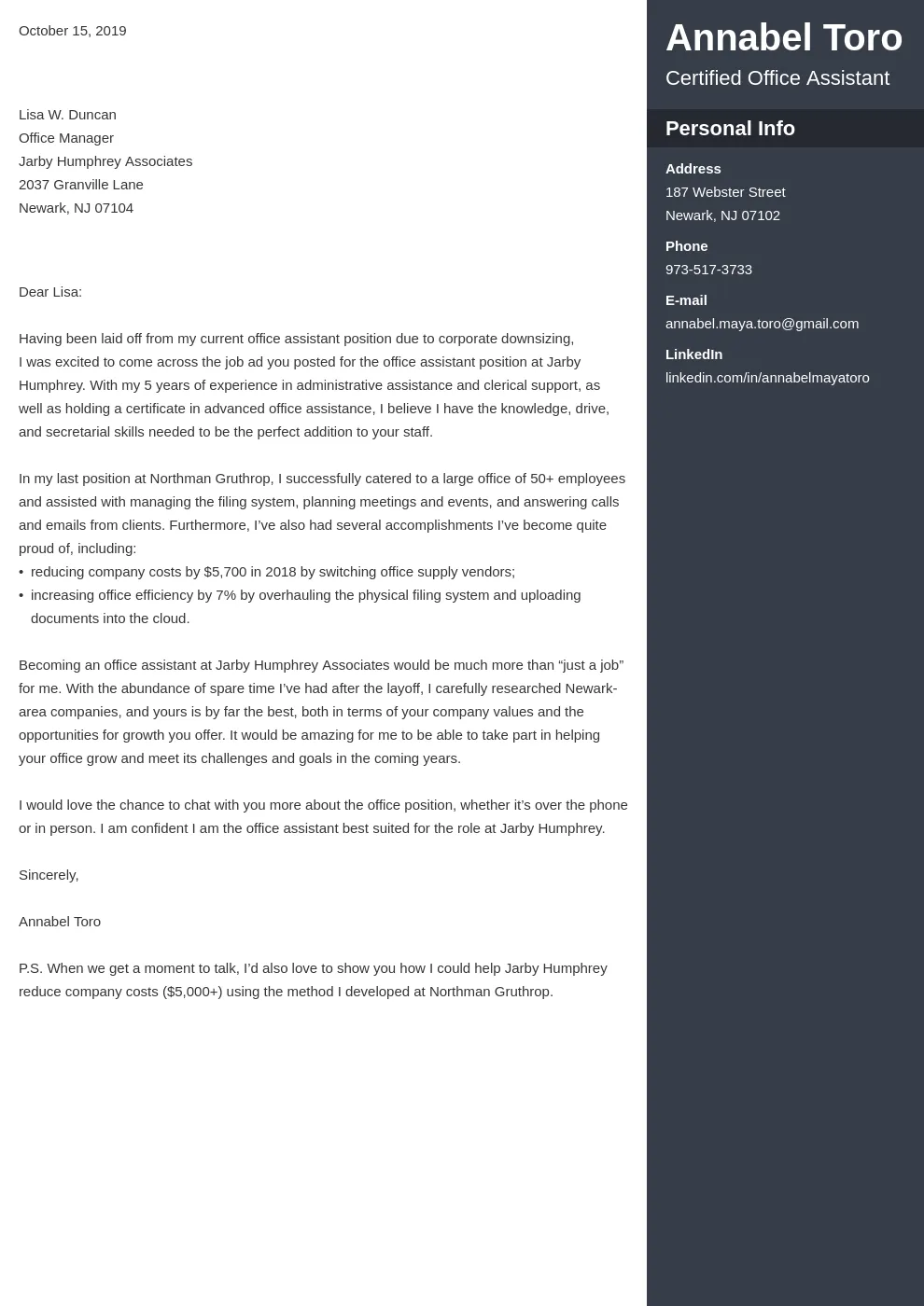 43699 cover letter formatting