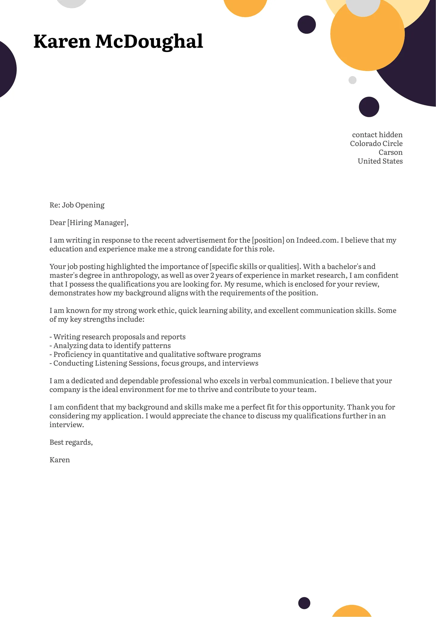 43703 cover letter tips
