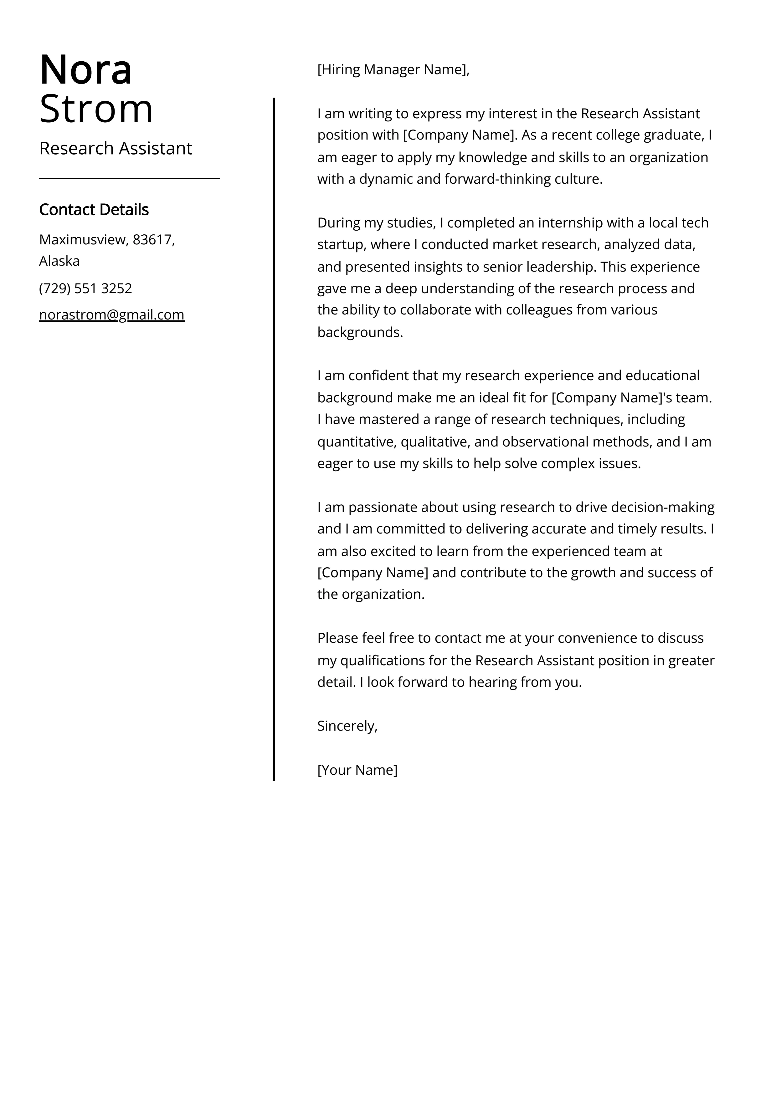 43703 entry level cover letter