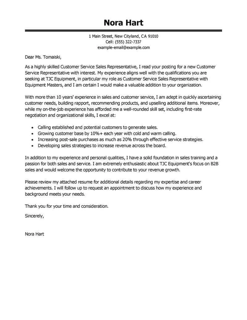 43707 sales cover letter header