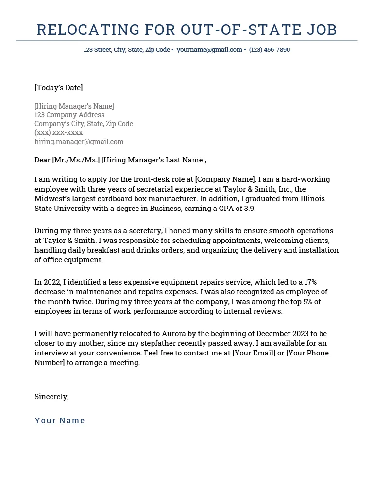 43719 relocation cover letter tips