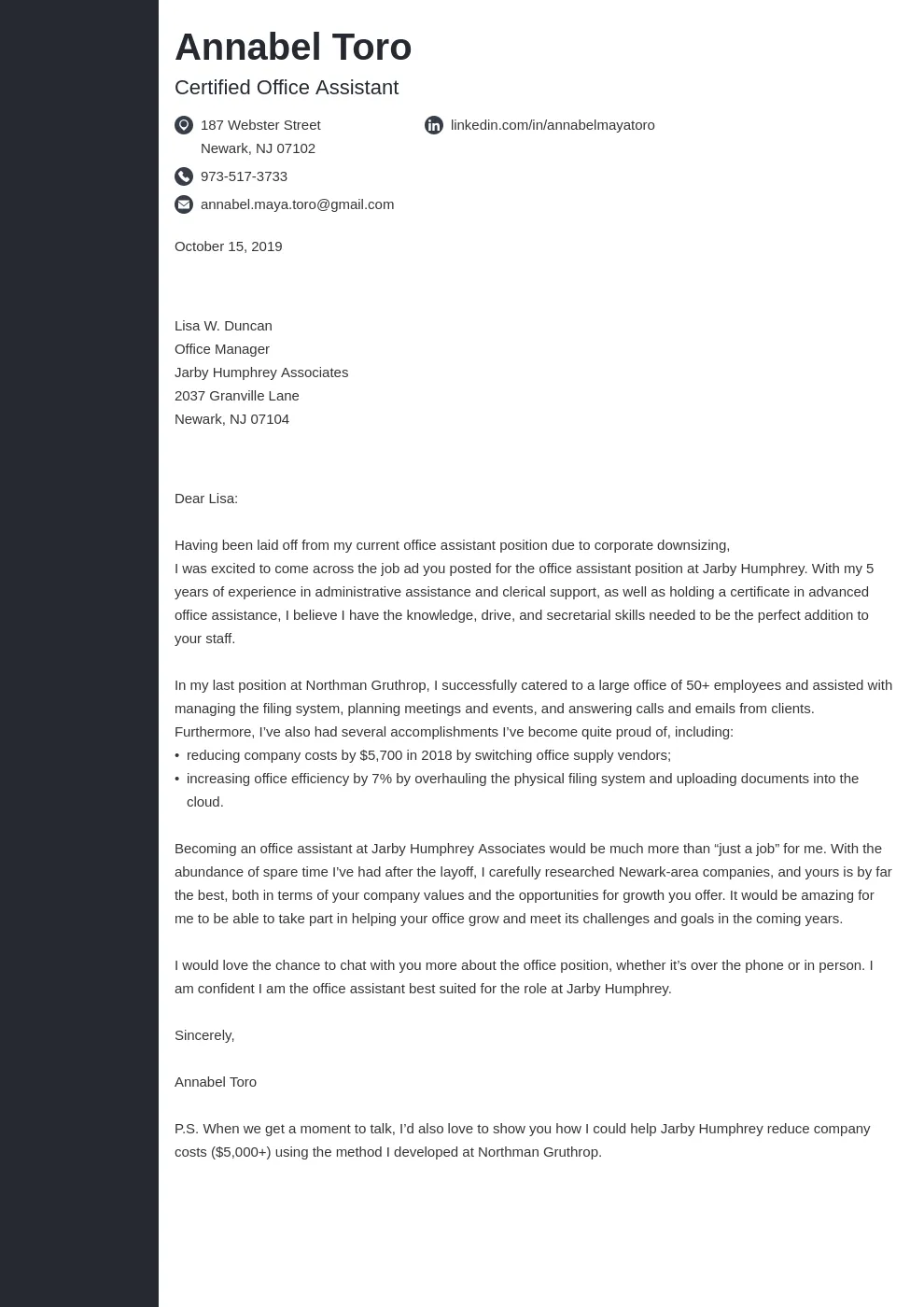 43721 customizing cover letter
