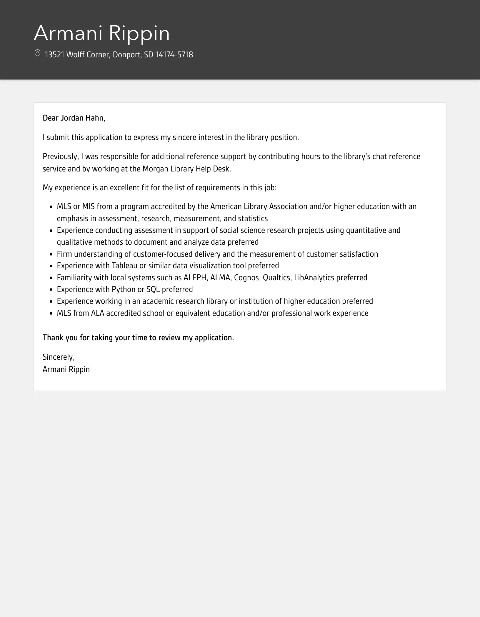 43722 tailoring cover letter