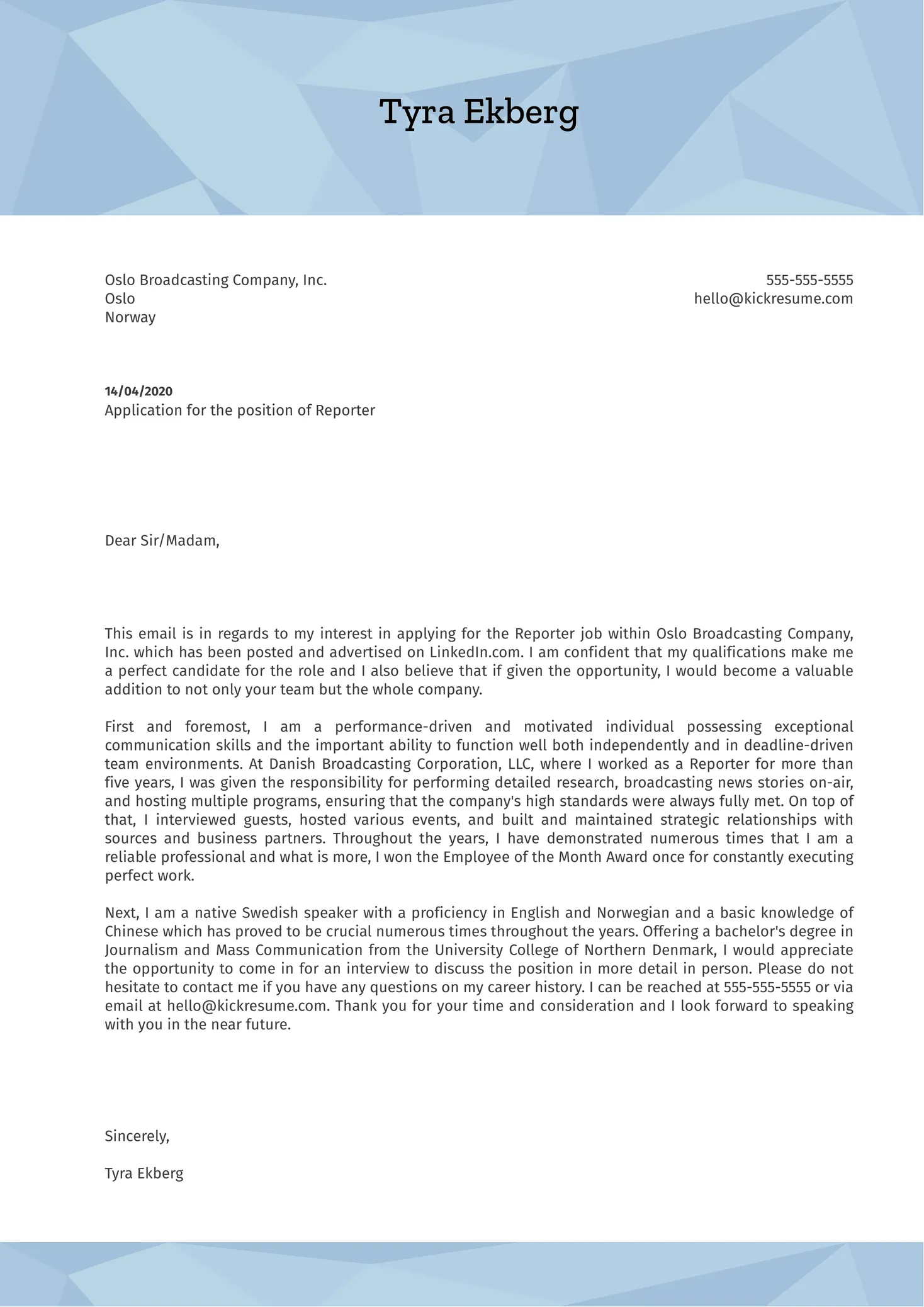 43726 cover letter formatting
