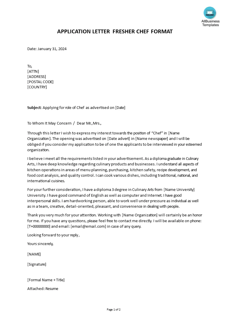 43729 formatting cover letter