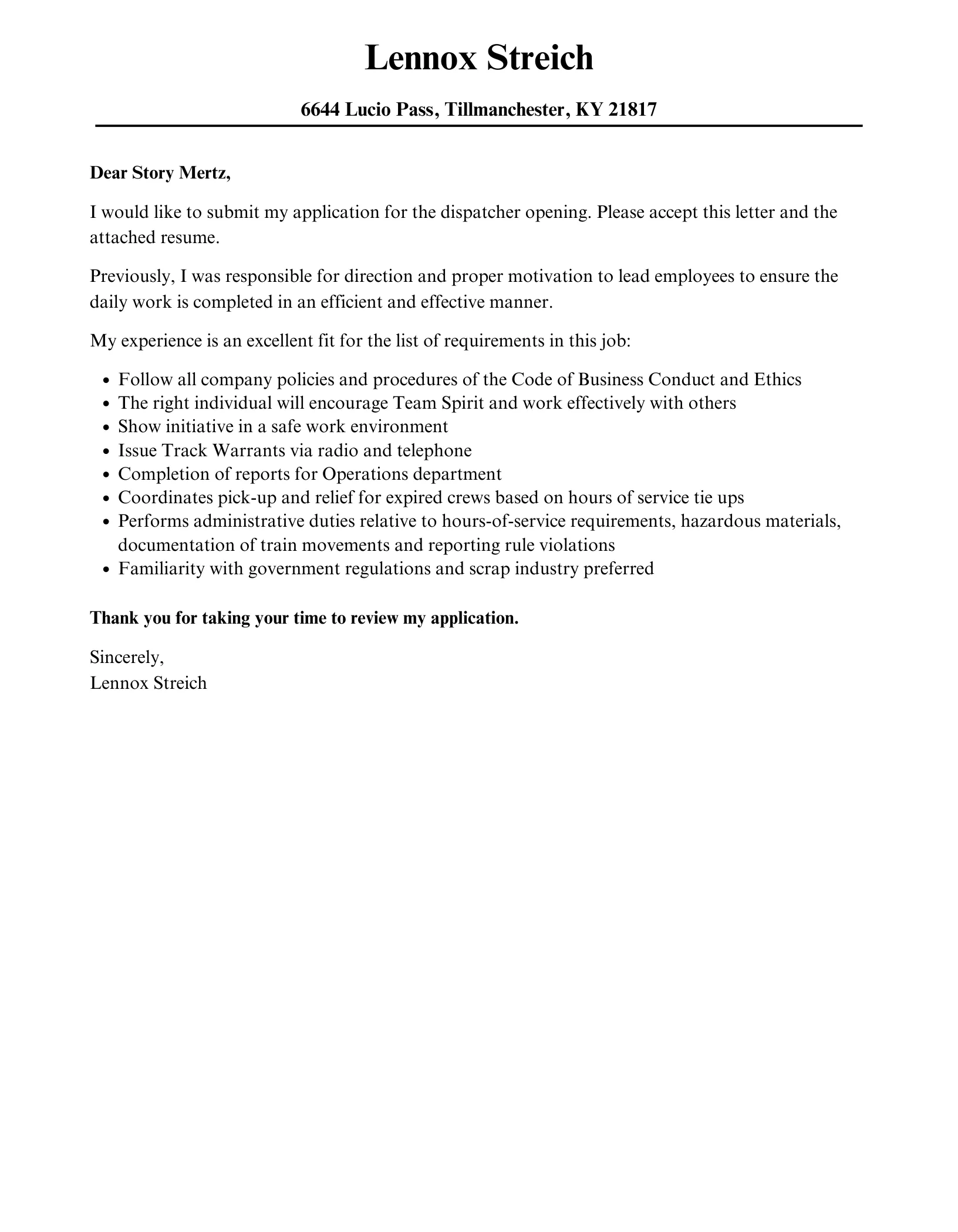 43732 cover letter template