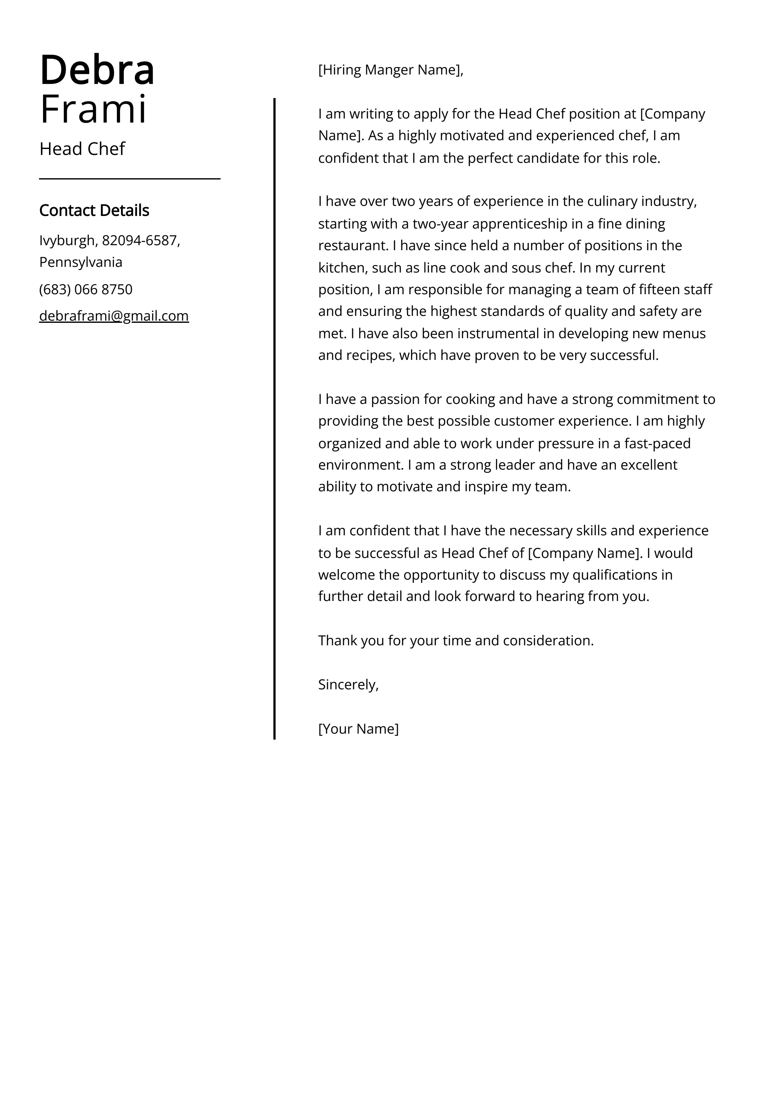 43734 cover letter formatting