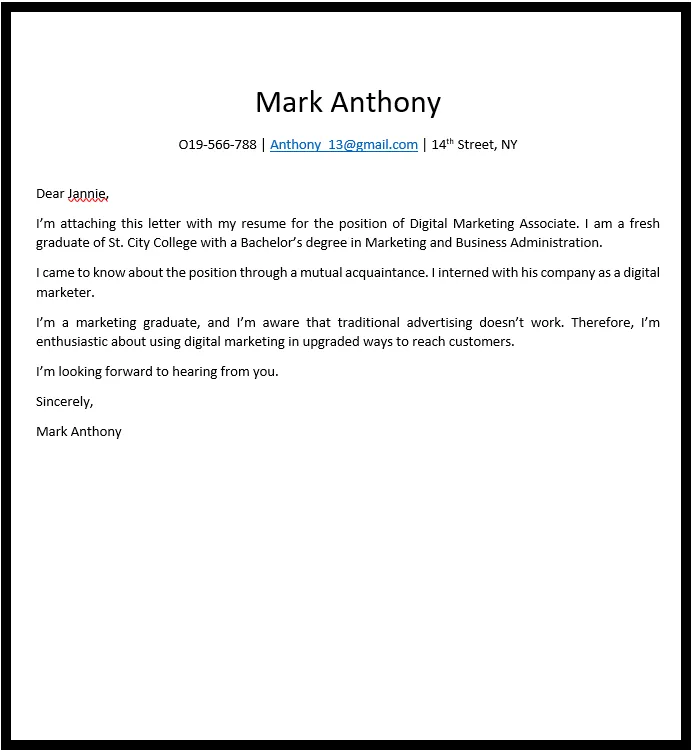 43739 cover letter formatting
