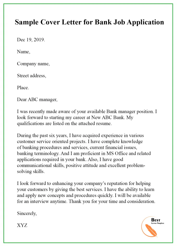 43741 bank cover letter skills