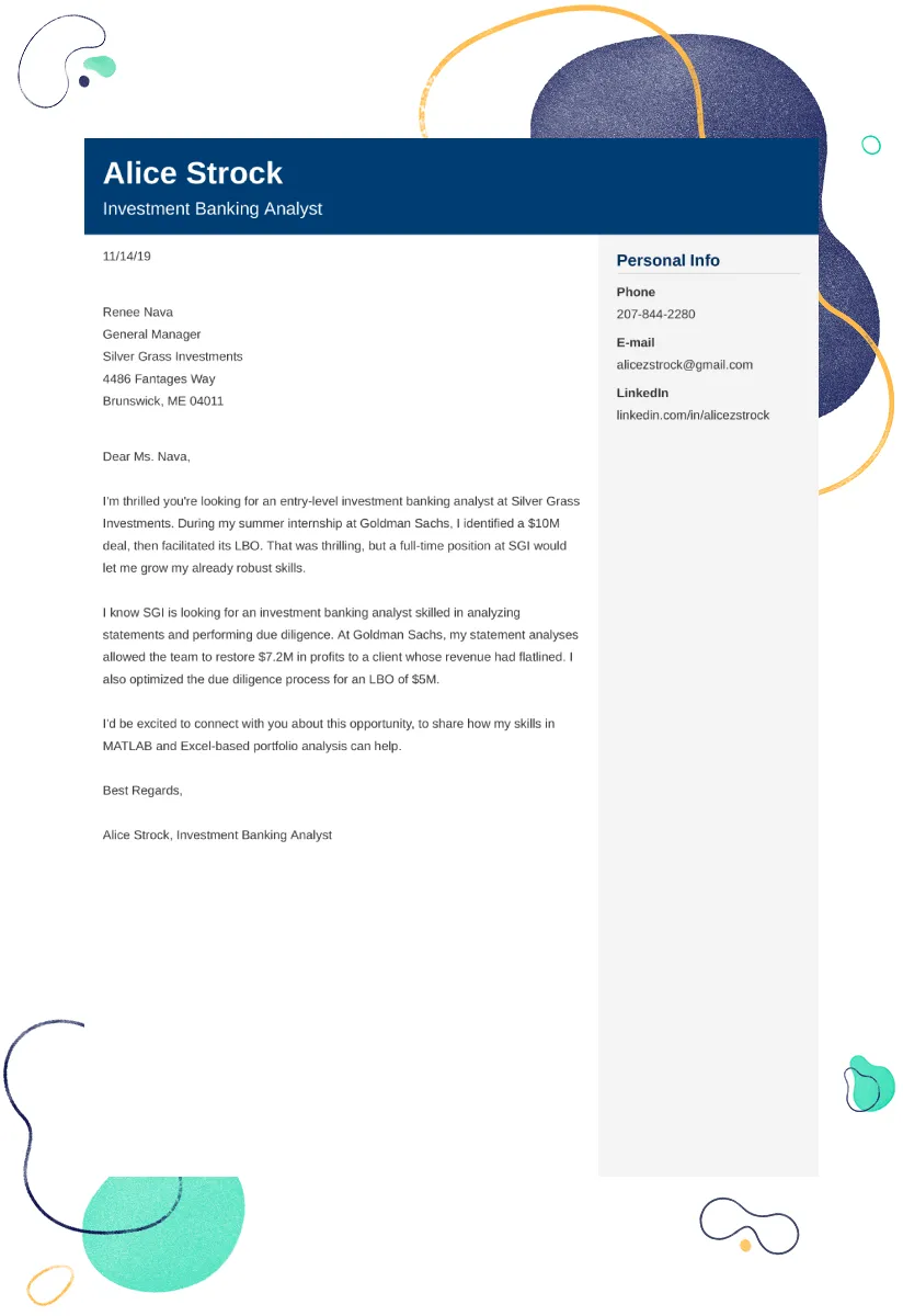 43744 investment banking resume example