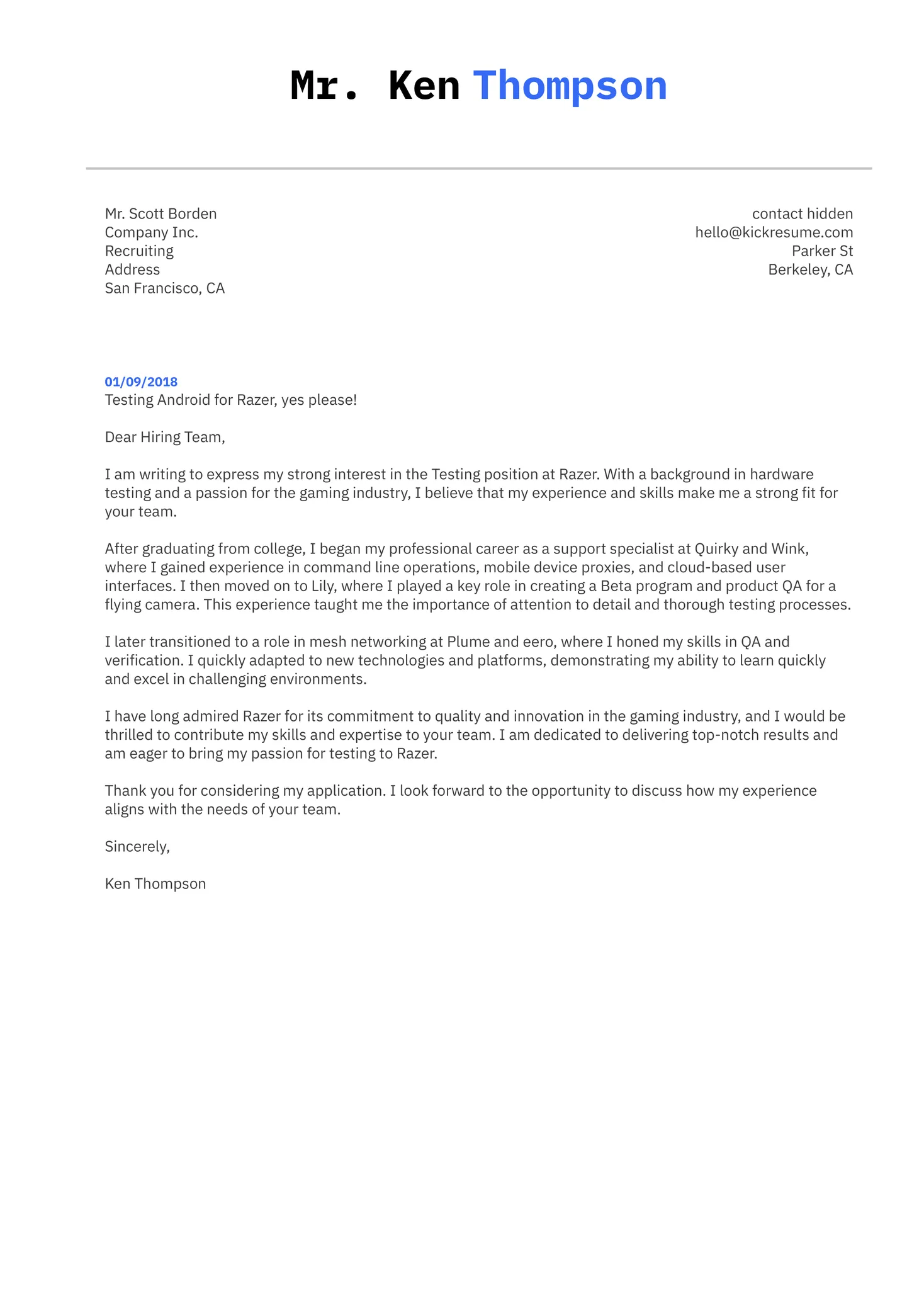43753 automation testing cover letter