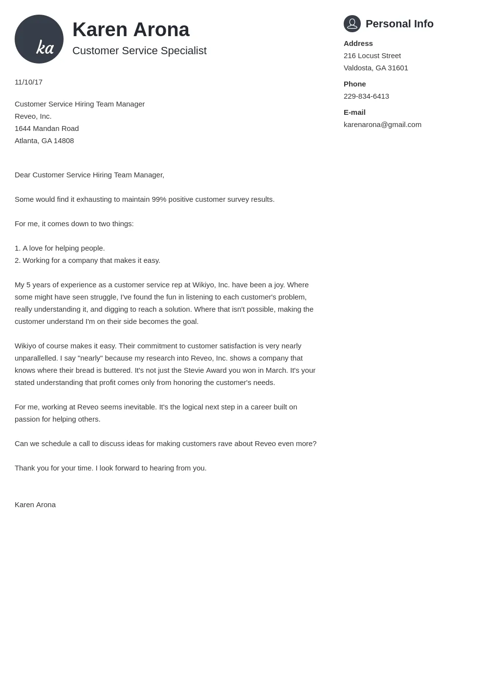 43762 cover letter formatting