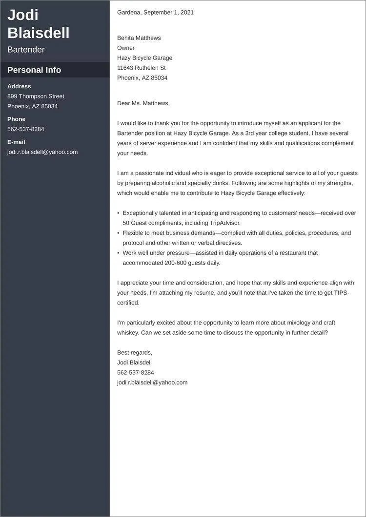 43767 cover letter formatting
