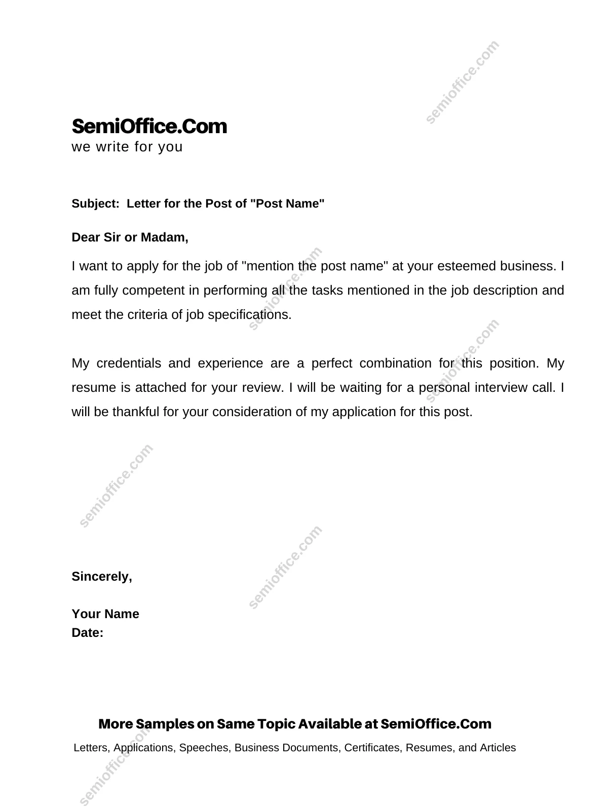 43773 formatting cover letter