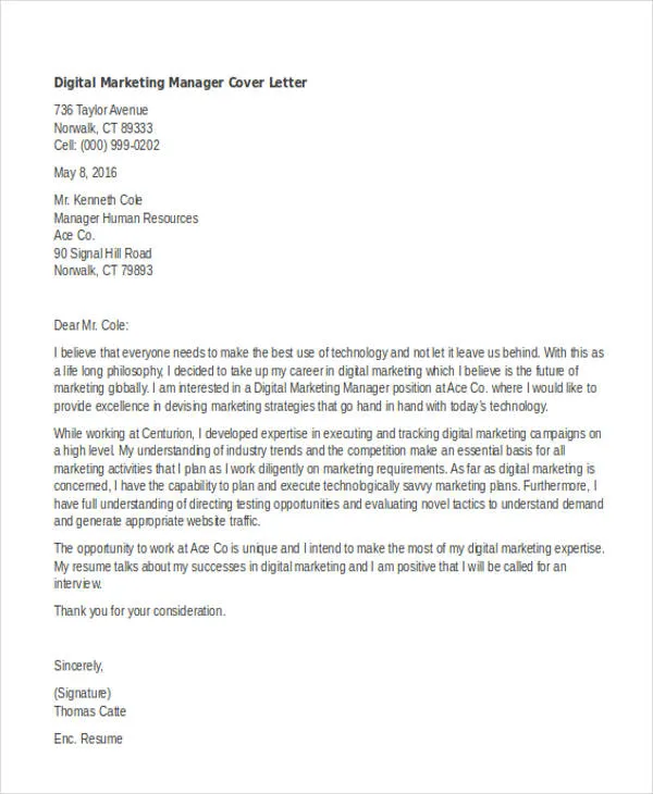 43780 submitting cover letter